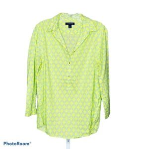 Lands' End Women's Tunic Top Lime Green Yellow Collared‎ Size 8